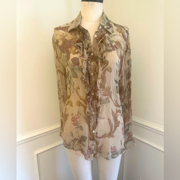Ralph Lauren silk sheer blouse - Picture 1 of 5